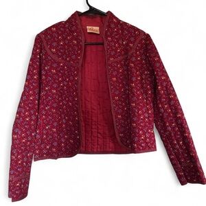 Chic Red Floral Women's Blazer